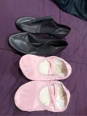 Amazon Kids Black Jazz Shoes and Pink Ballet Slippers